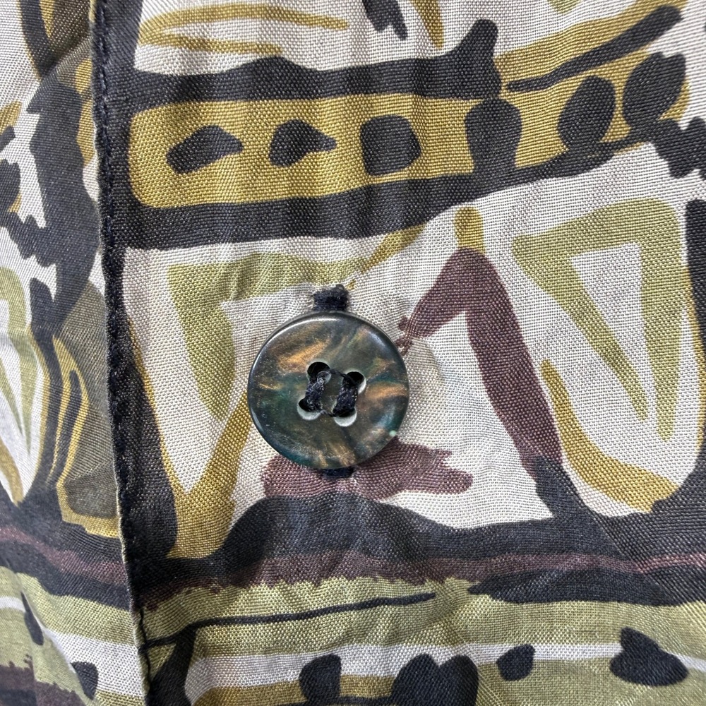 Vintage 90s SUMMA Silk Shirt MNS L Geometric Abstract Tribal Button Up 100% Silk - Picture 5 of 8